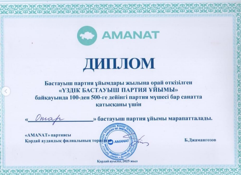 "Үздік бастауыш партия ұйымы" байқауы